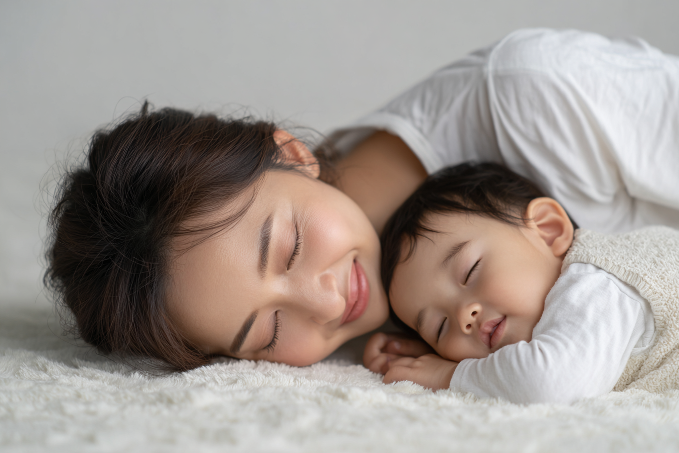 赤ちゃんを抱く母親